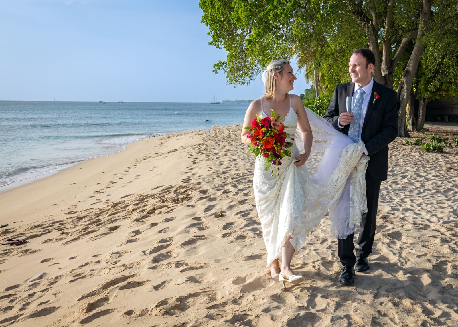 Beach wedding at Fitts Village, Barbados