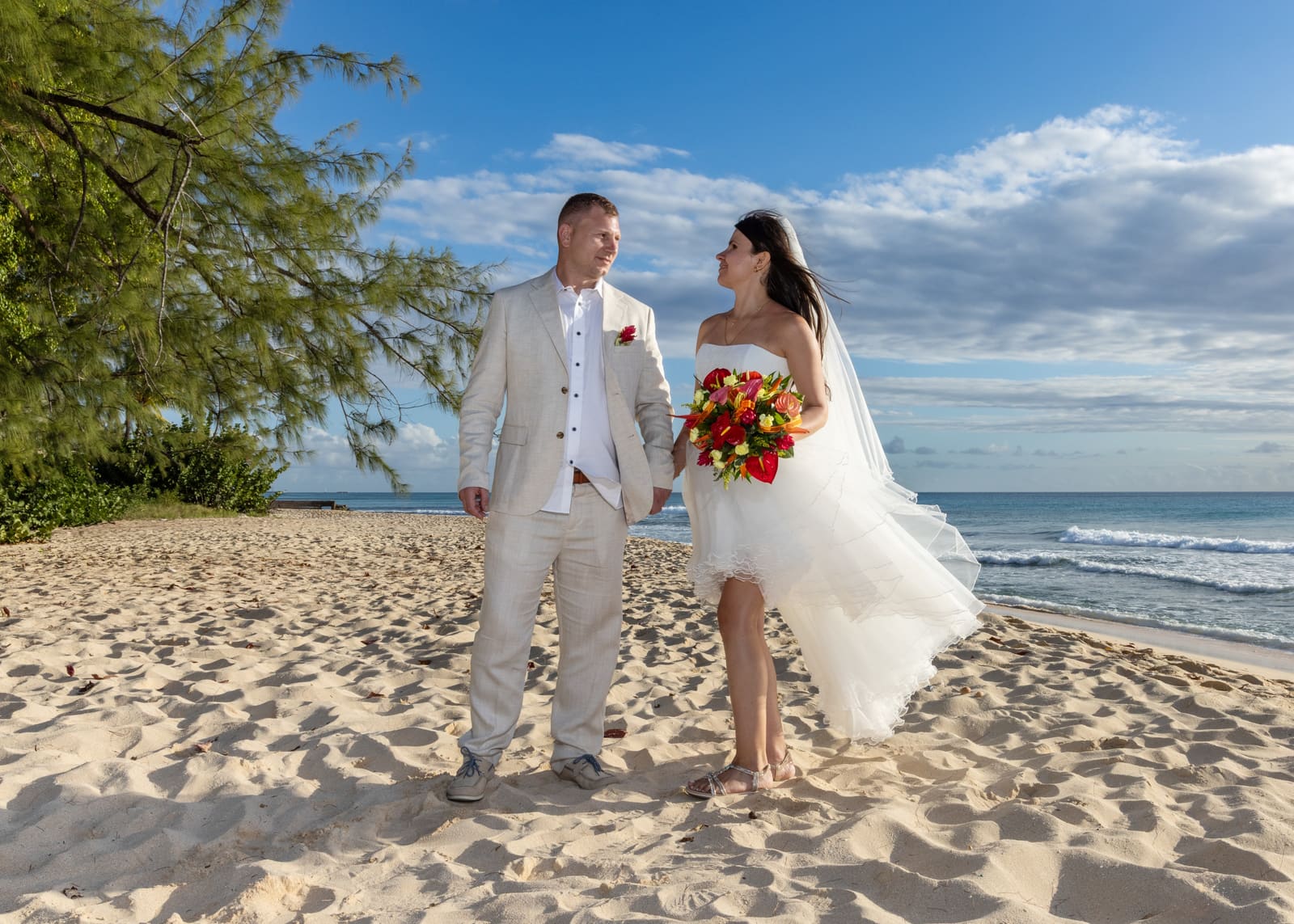 Beach wedding at Fitts Village, Barbados